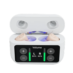 Atom X hearing device on a transparent background 